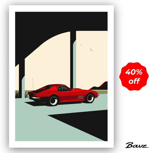 Under the bridge with C3 Corvette - Limited Edition, Premium Giclée Print