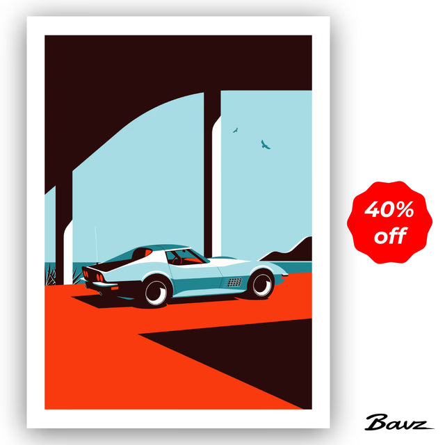 Under the bridge with C3 Corvette - Limited Edition, Premium Giclée Print