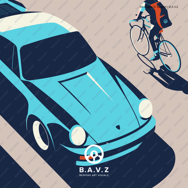 Porsche Turbo see's cyclist