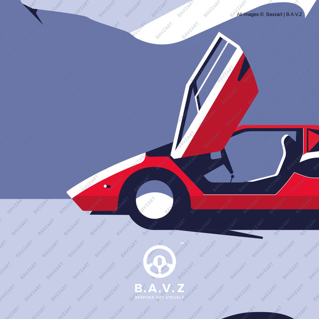 Frozen Lamborghini Countach LP400 red - wall art