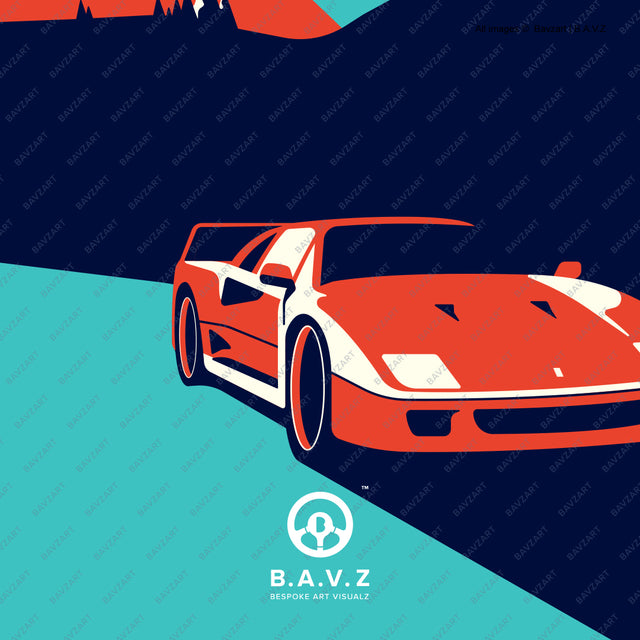 Ferrari F40 coming at you car wall art