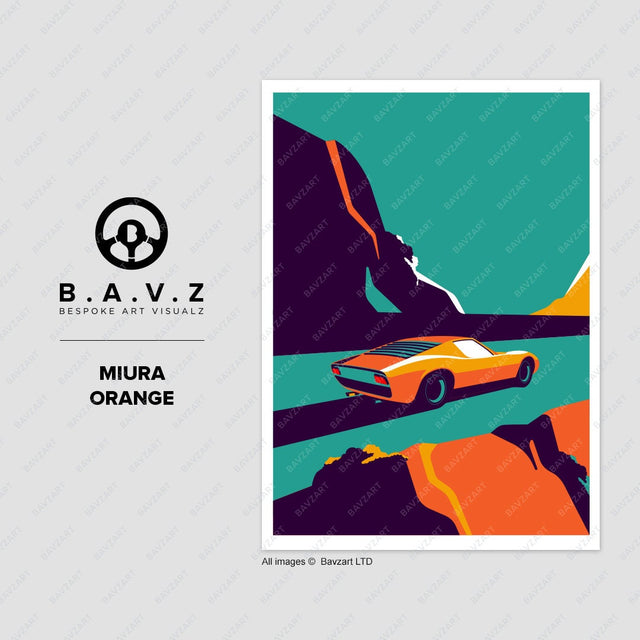 Lamborghini Miura orange wall art