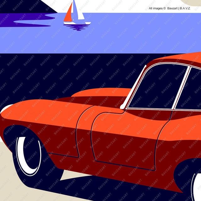 Jaguar E-type automotive art