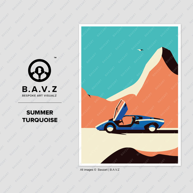 Frozen Lamborghini Countach LP400 - frost blue wall art
