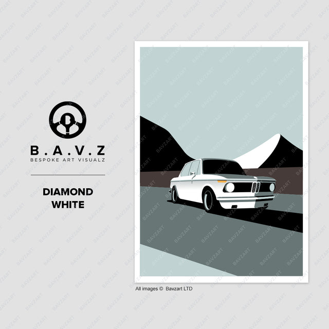 BMW e10 2002 diamond white wall art