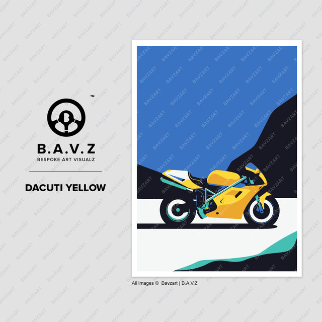 The Ducati 916 yellow wall art