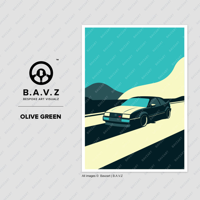 VW Corrado olive green wall art