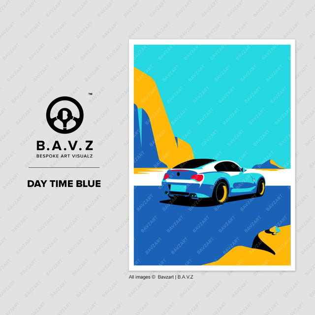 Coast to Coast with BMW Z4 - day time blue wall art